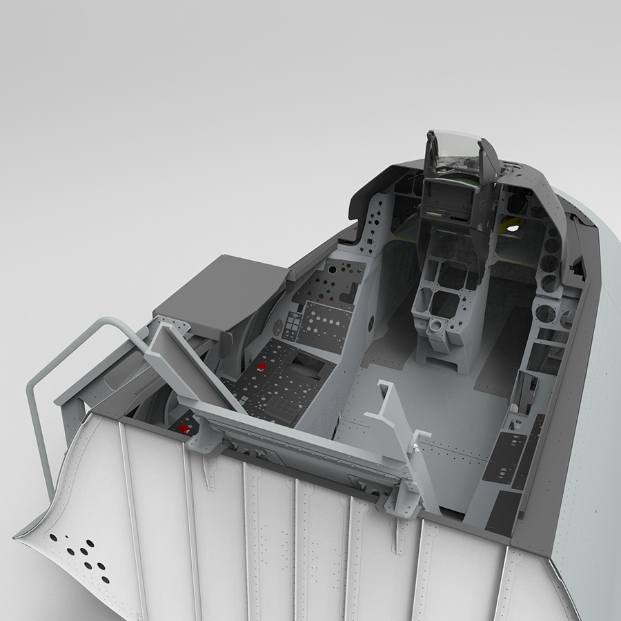 NeoEngress F-16 cockpit frame with glare shields, ejection rails and boarding ladder