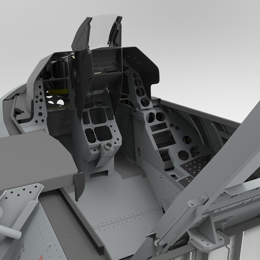 NeoEngress F-16 cockpit frame with glare shields, ejection rails and boarding ladder