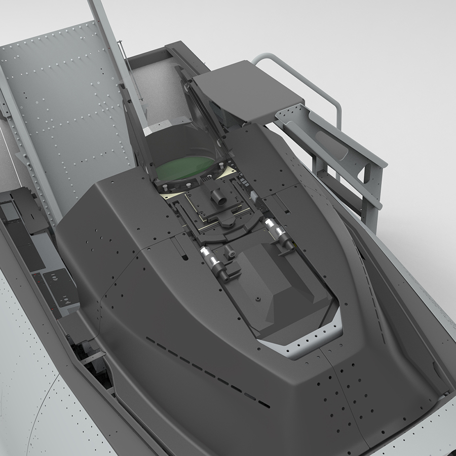 NeoEngress F-16 cockpit frame with ejection rails and boarding ladder, glare shields close-up