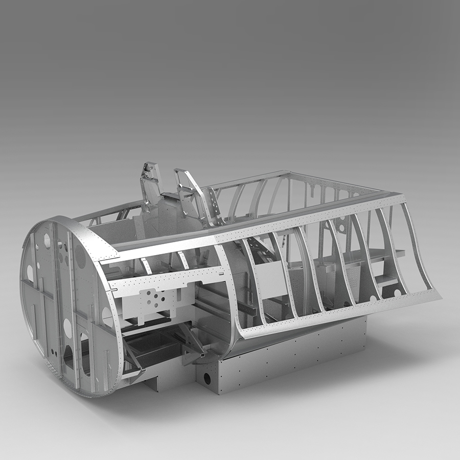 NeoEngress F-16 cockpit tub with skin removed