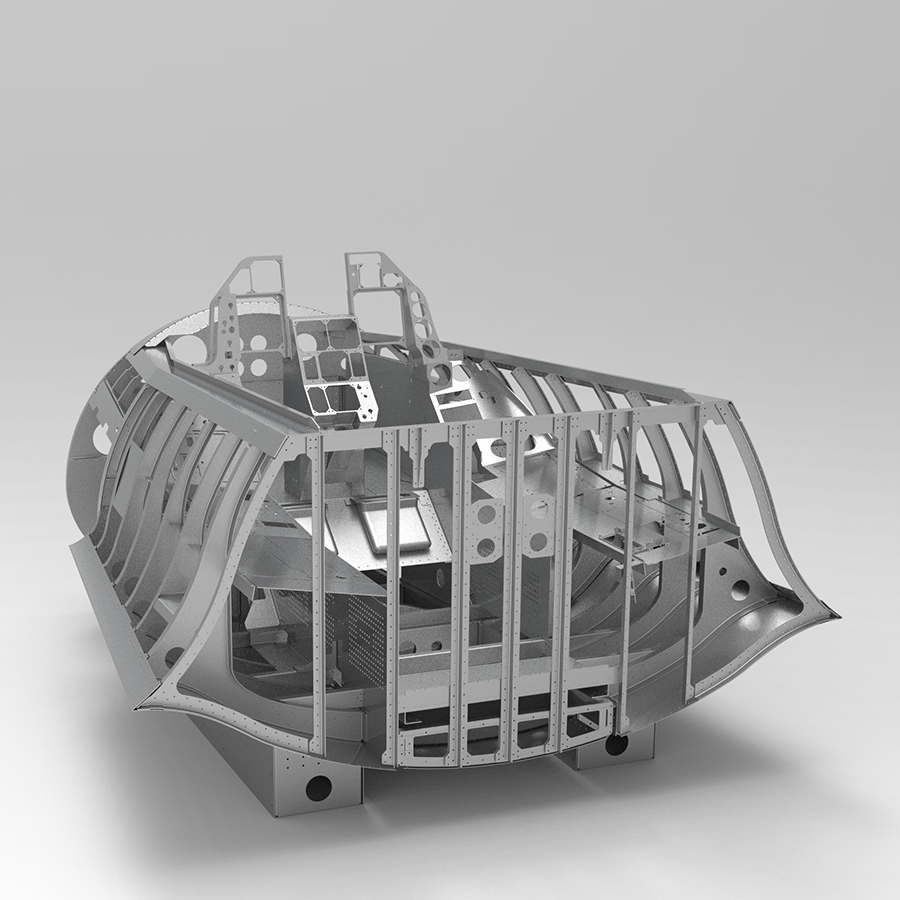 NeoEngress F-16 cockpit tub with skin removed